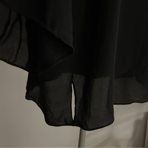 Kobi Halperin Silk Blouse Top Size XL Black Sheer Bell sleeves Popover Witchy - Picture 6 of 12